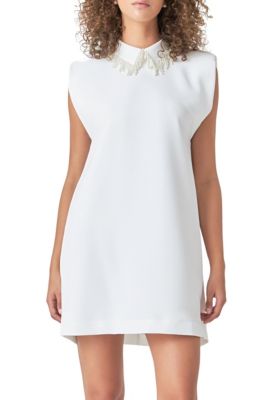 Endless Rose Women's Pearl Collar Sleeveless Mini Dress