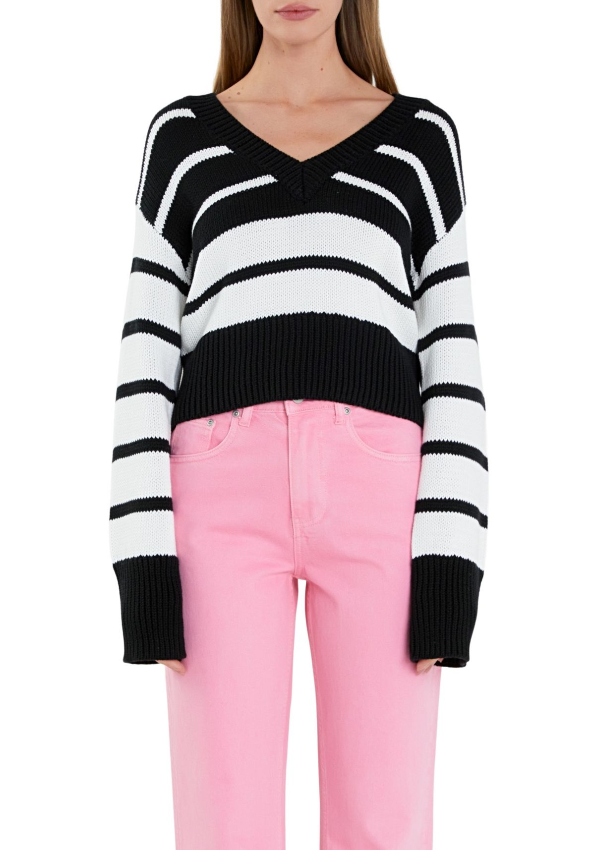 V-neck Striped Sweater