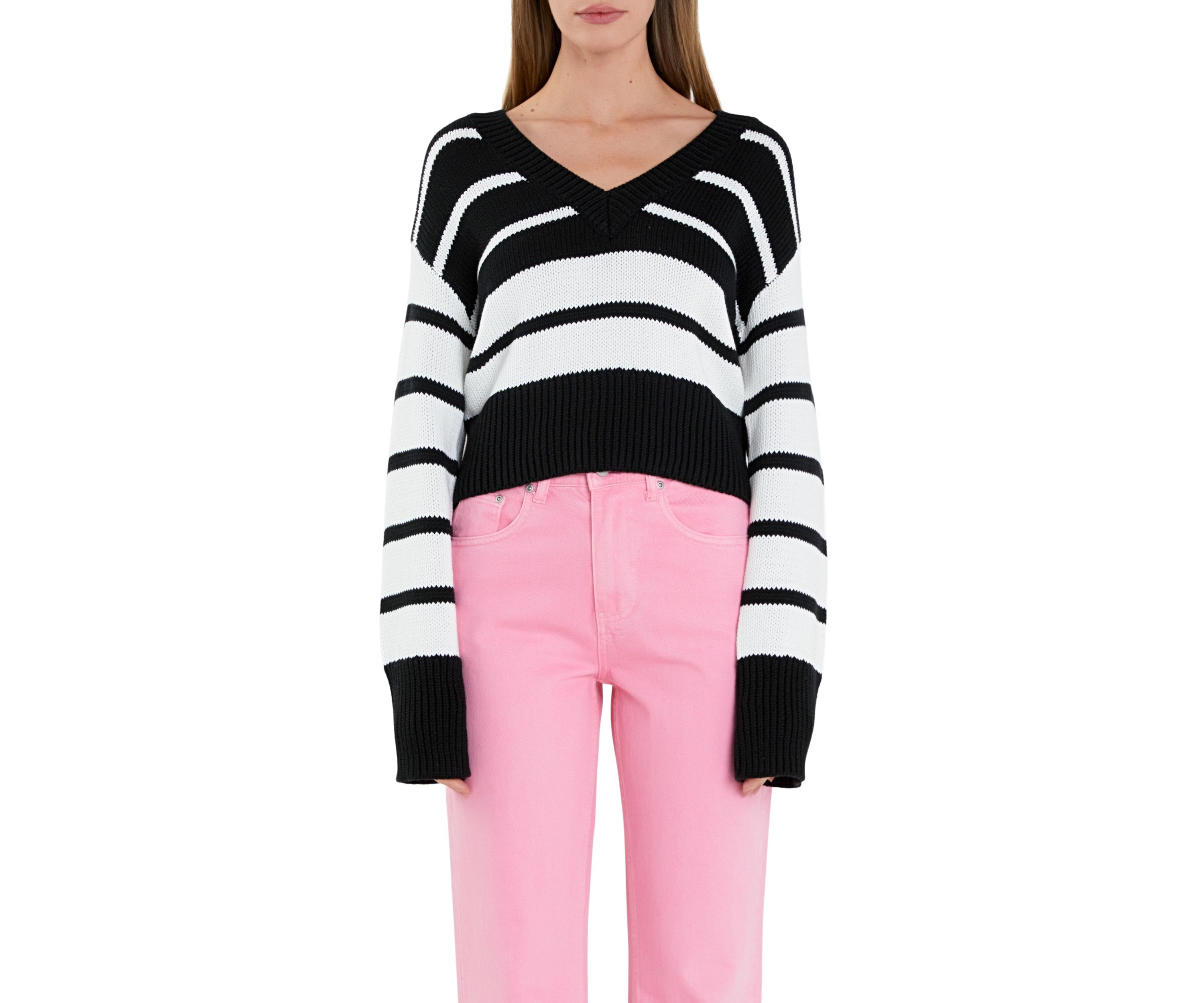V-neck Striped Sweater