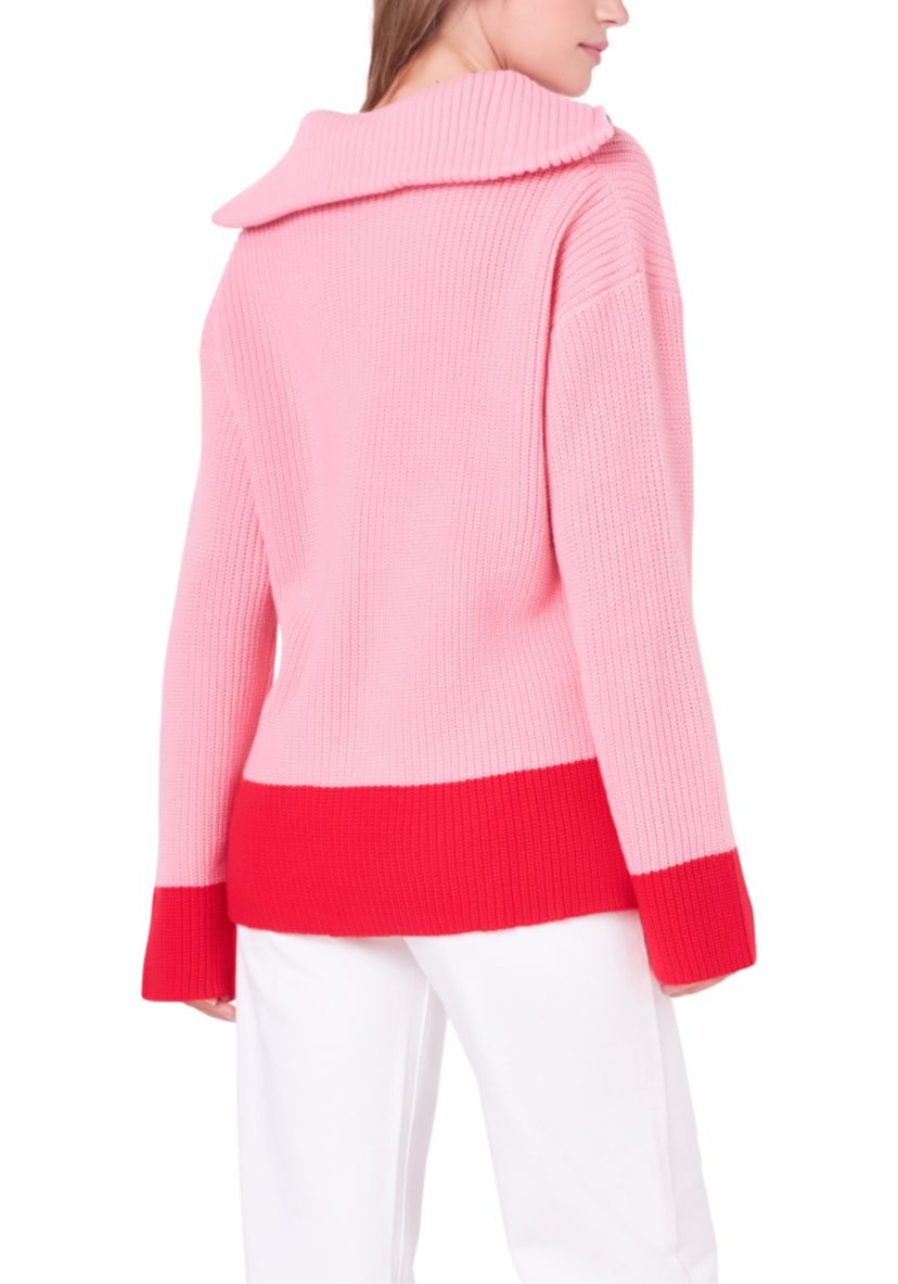 Contrast Zip Pullover Sweater