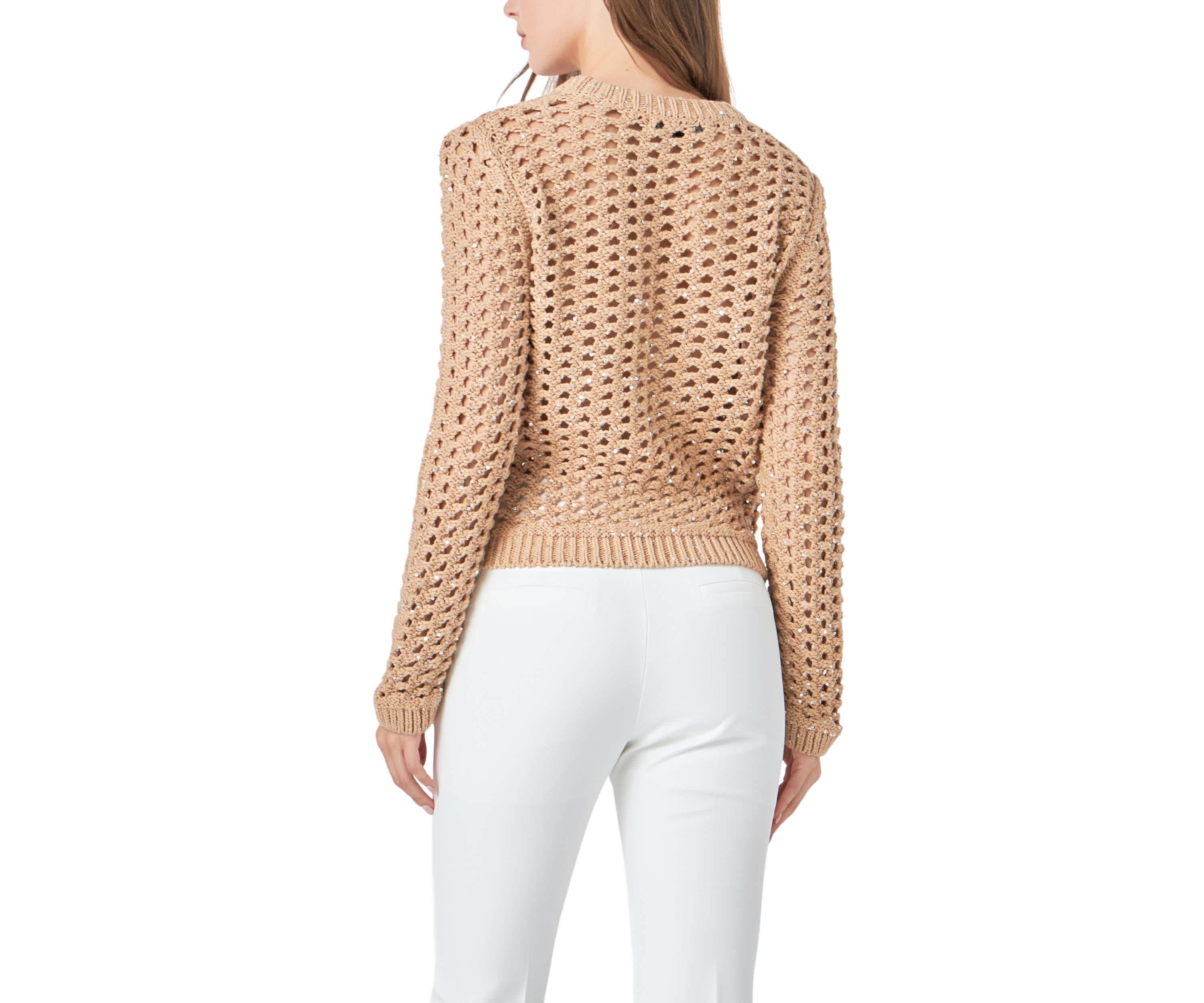 Sequins Knit Long Sleeve Top