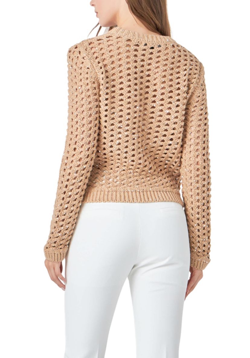 Sequins Knit Long Sleeve Top