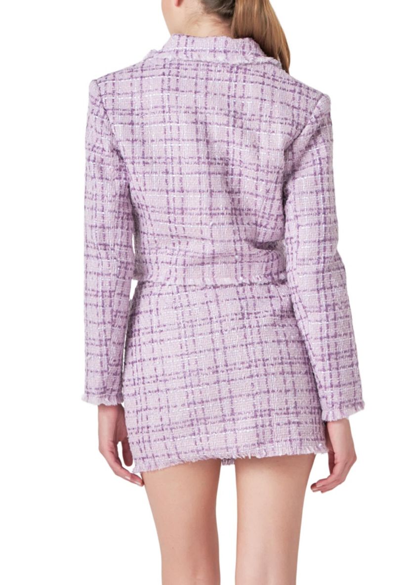 Tonal Boucle Tweed Short Blazer