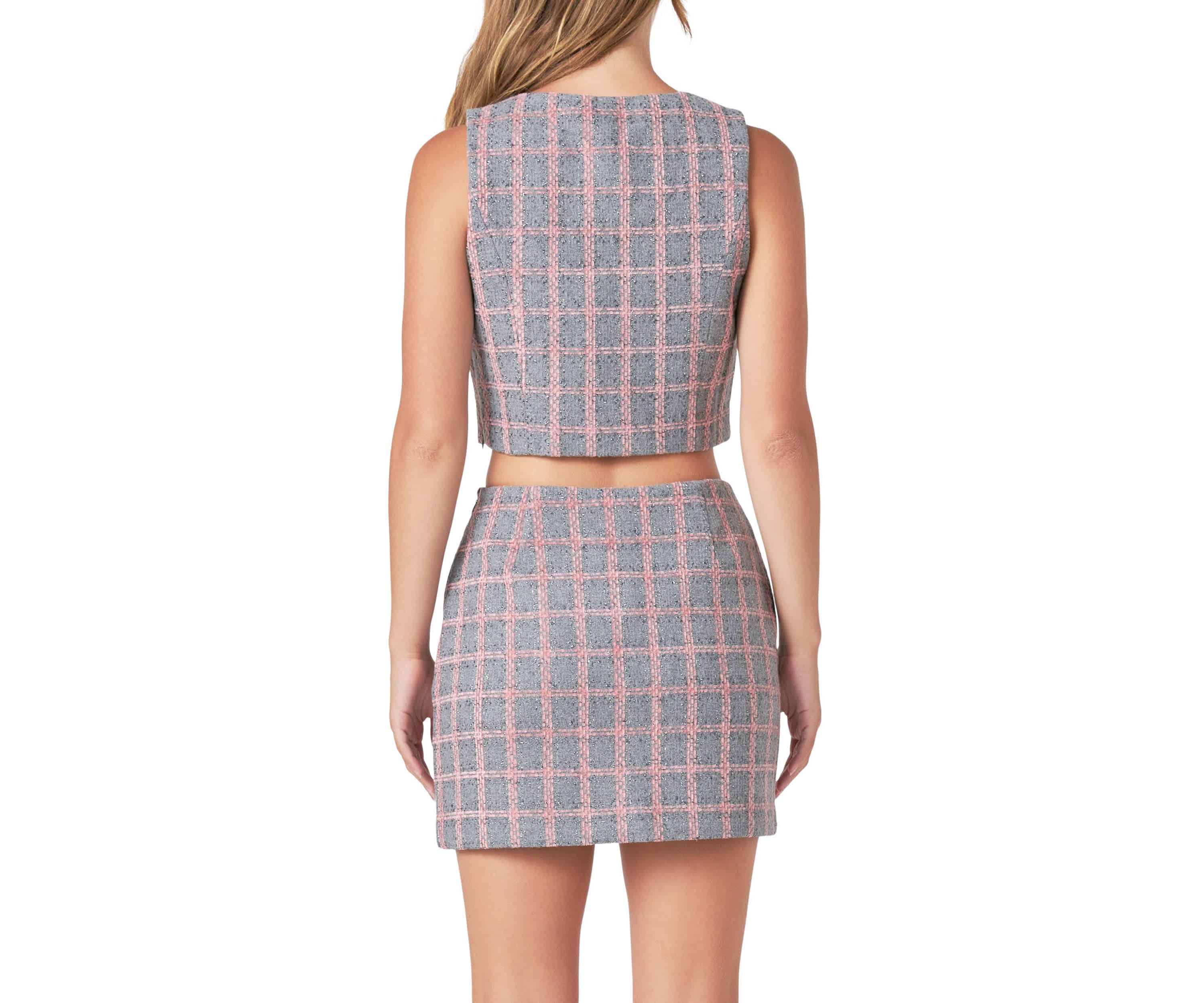 Tweed Button Crop Top