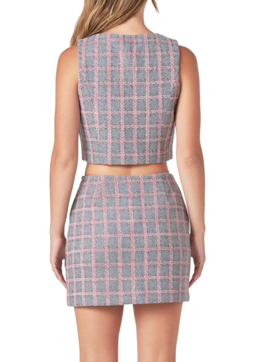 Tweed Button Crop Top