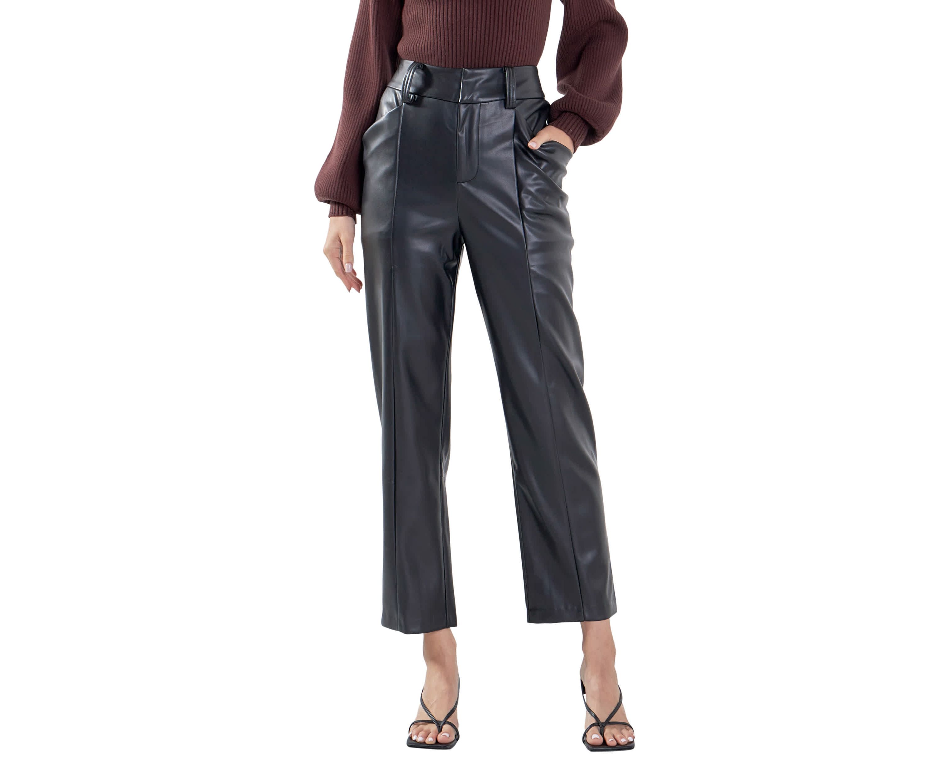 Faux Leather Wide Pocket Pants
