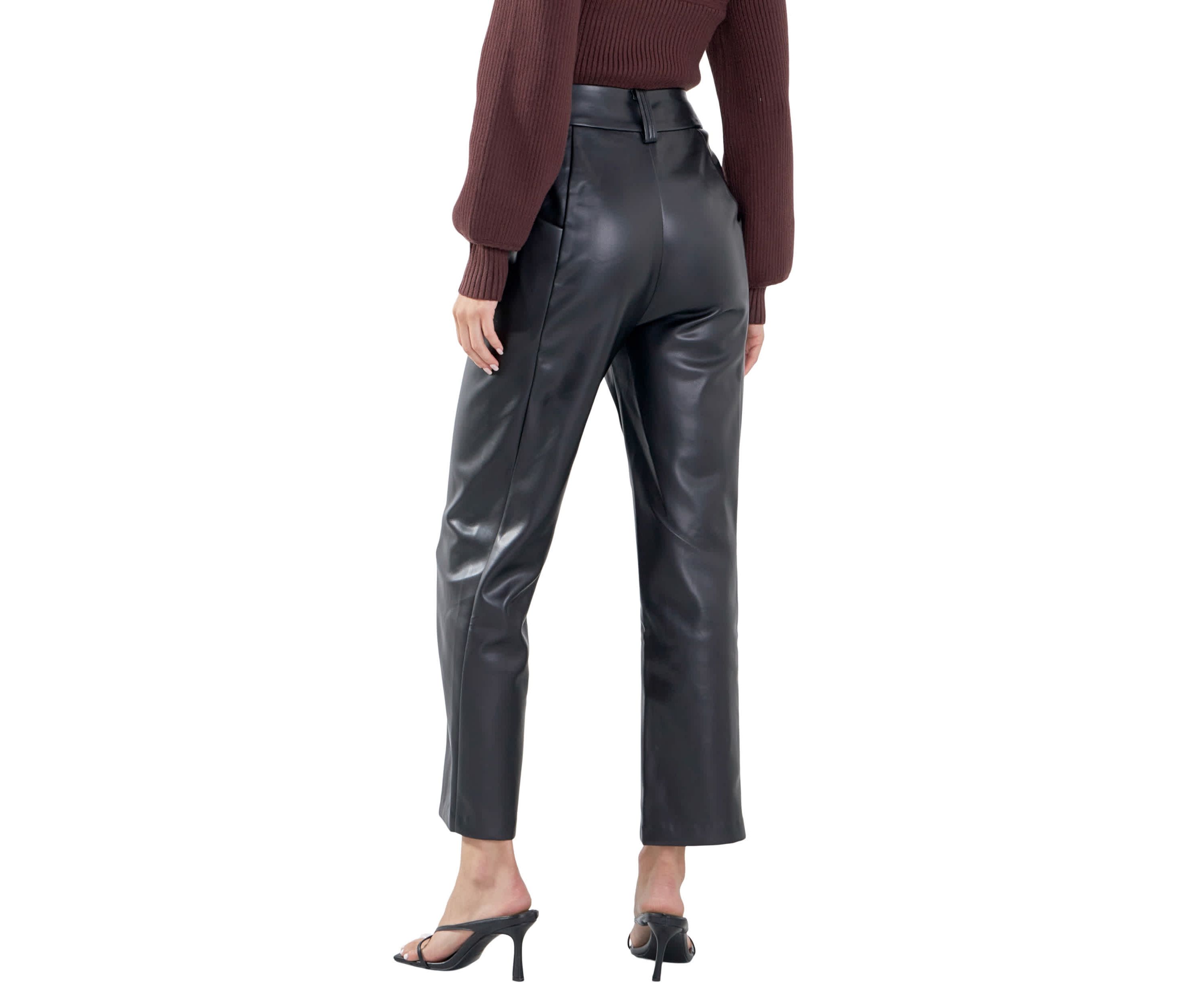 Faux Leather Wide Pocket Pants