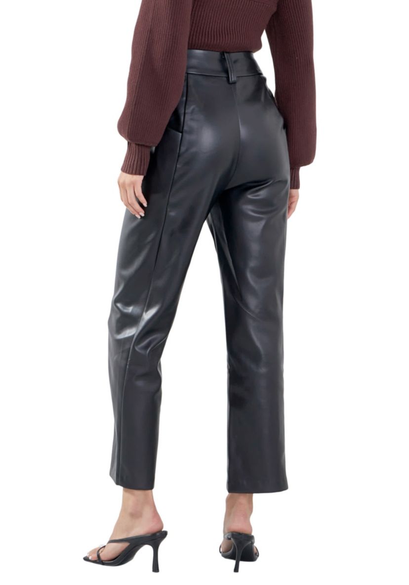 Faux Leather Wide Pocket Pants