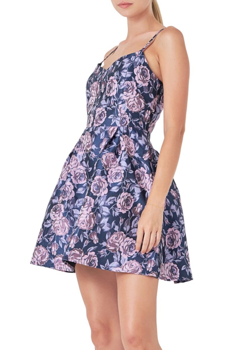 Floral Jacquard Mini Dress