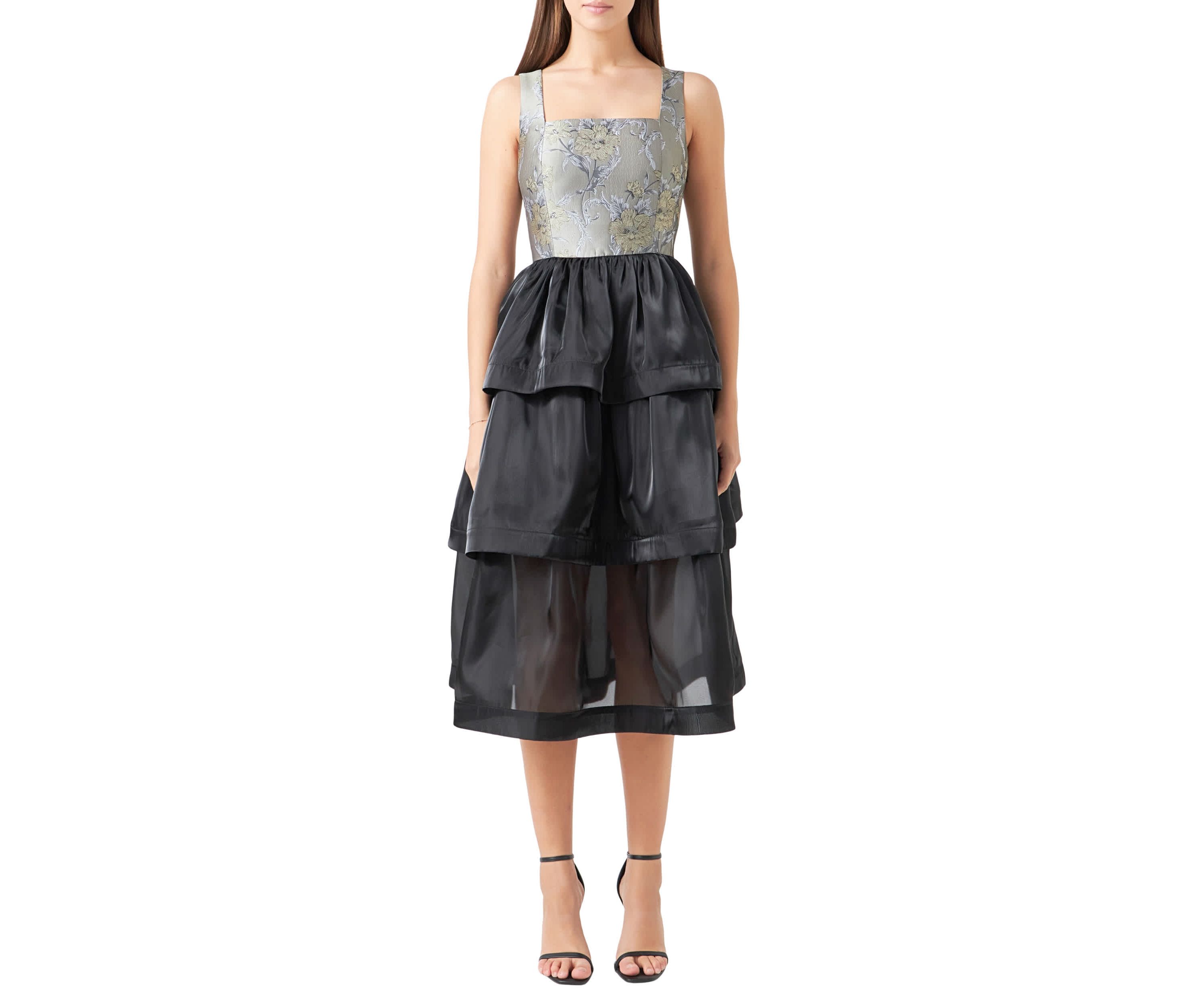 Floral Jacquard Midi Dress