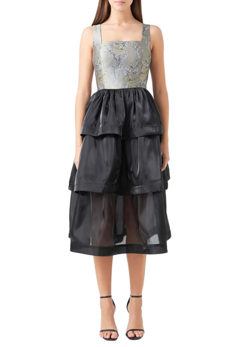 Floral Jacquard Midi Dress