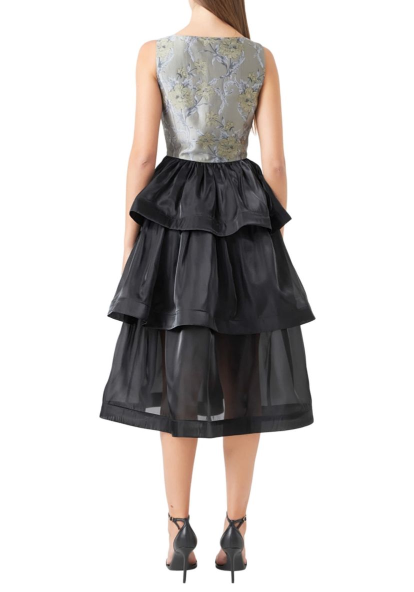 Floral Jacquard Midi Dress