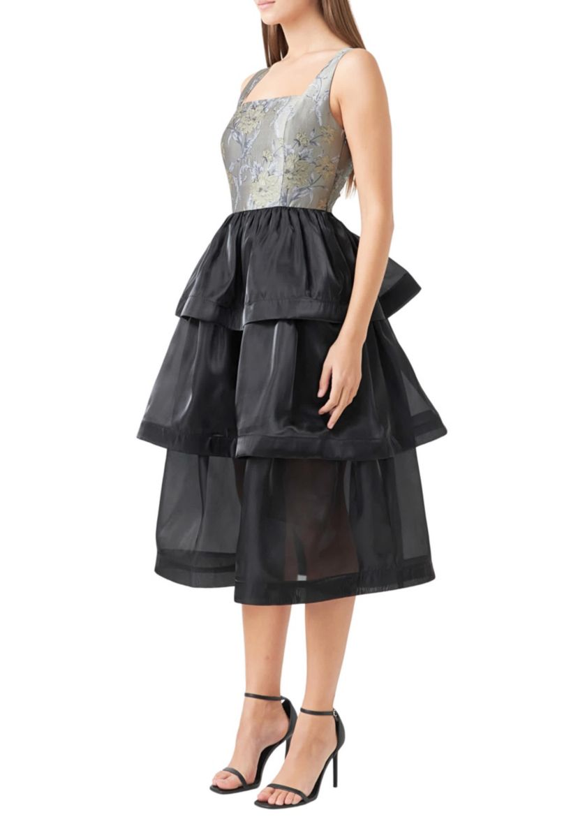 Floral Jacquard Midi Dress