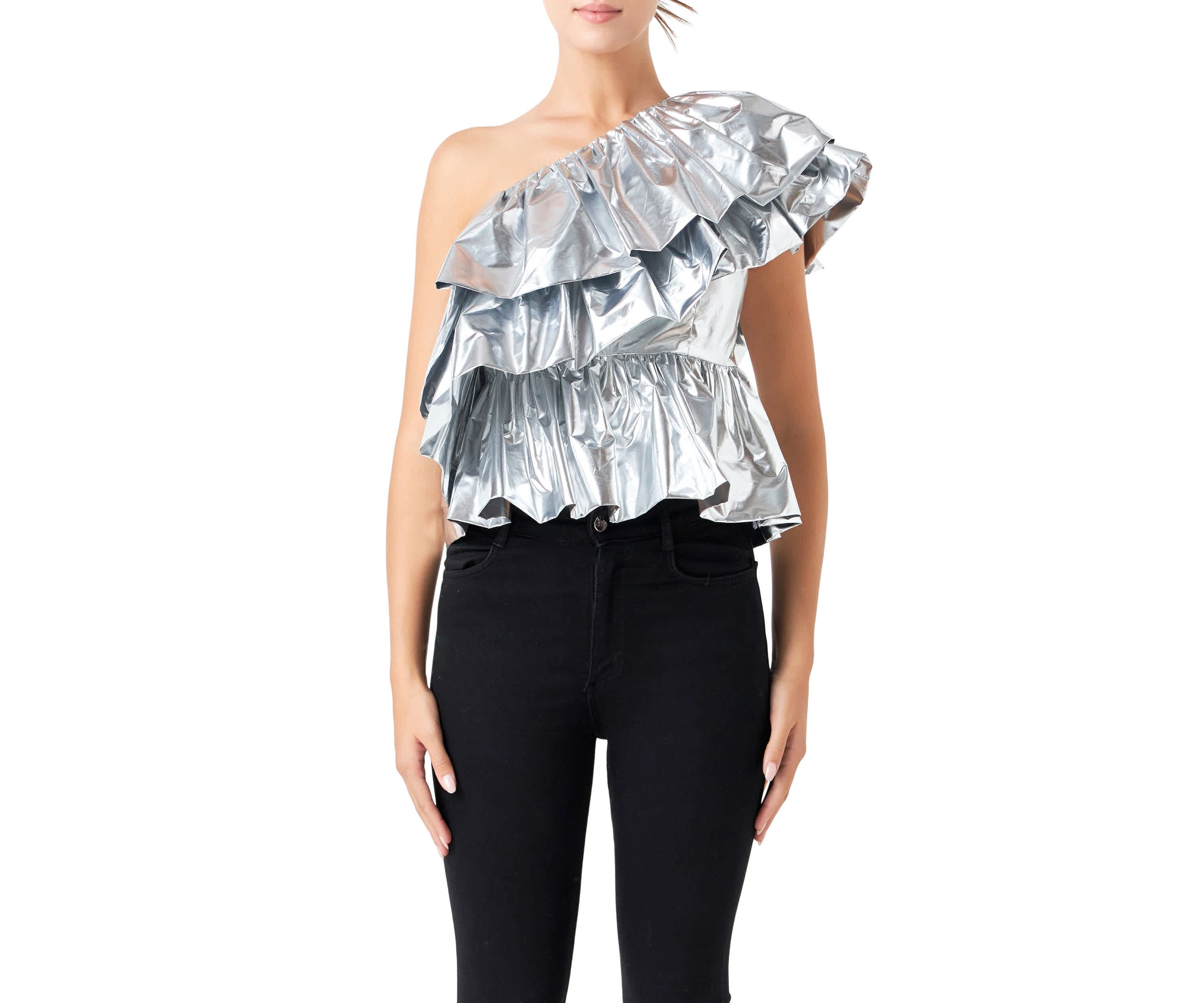 Metallic Tiered Top