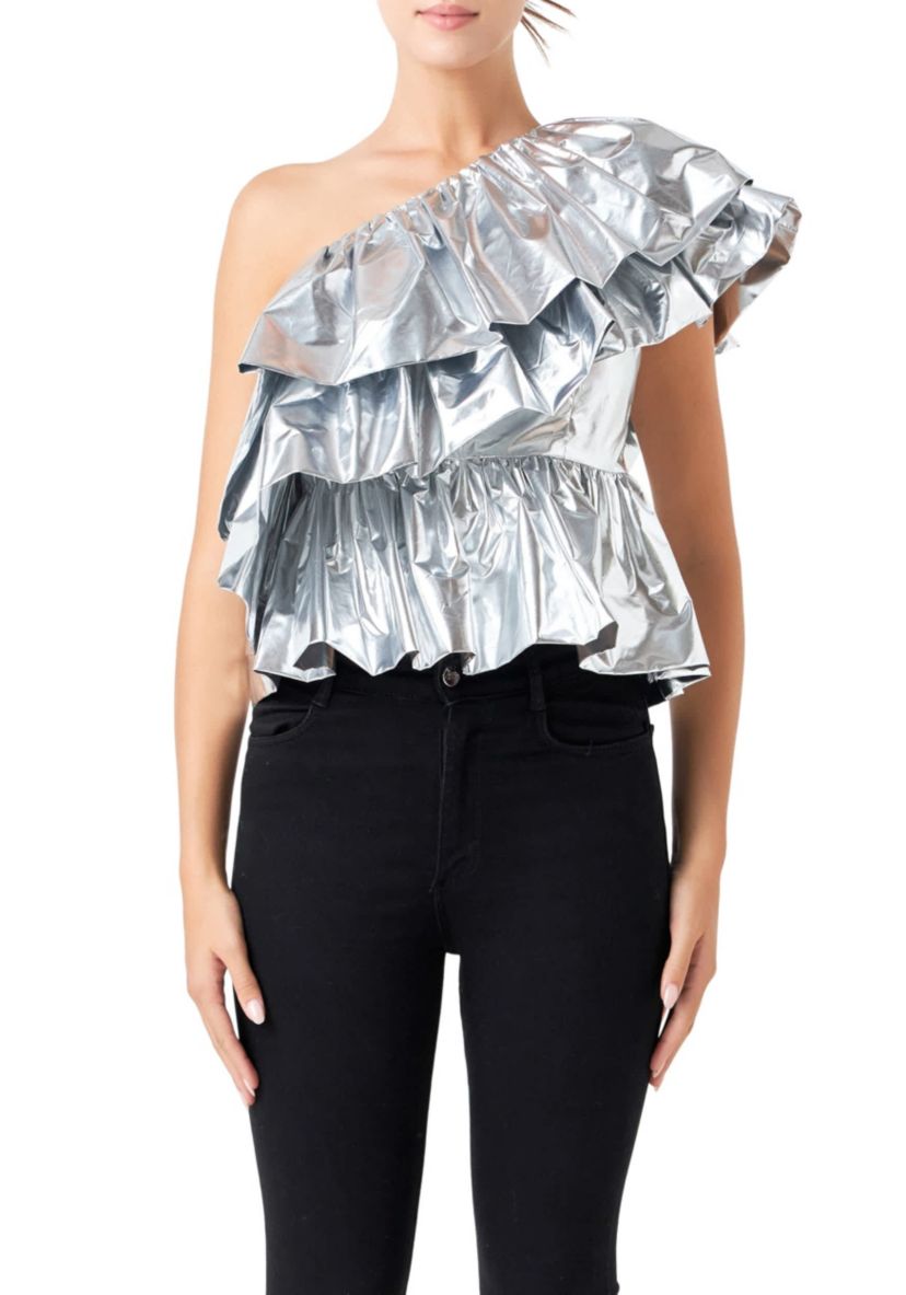 Metallic Tiered Top