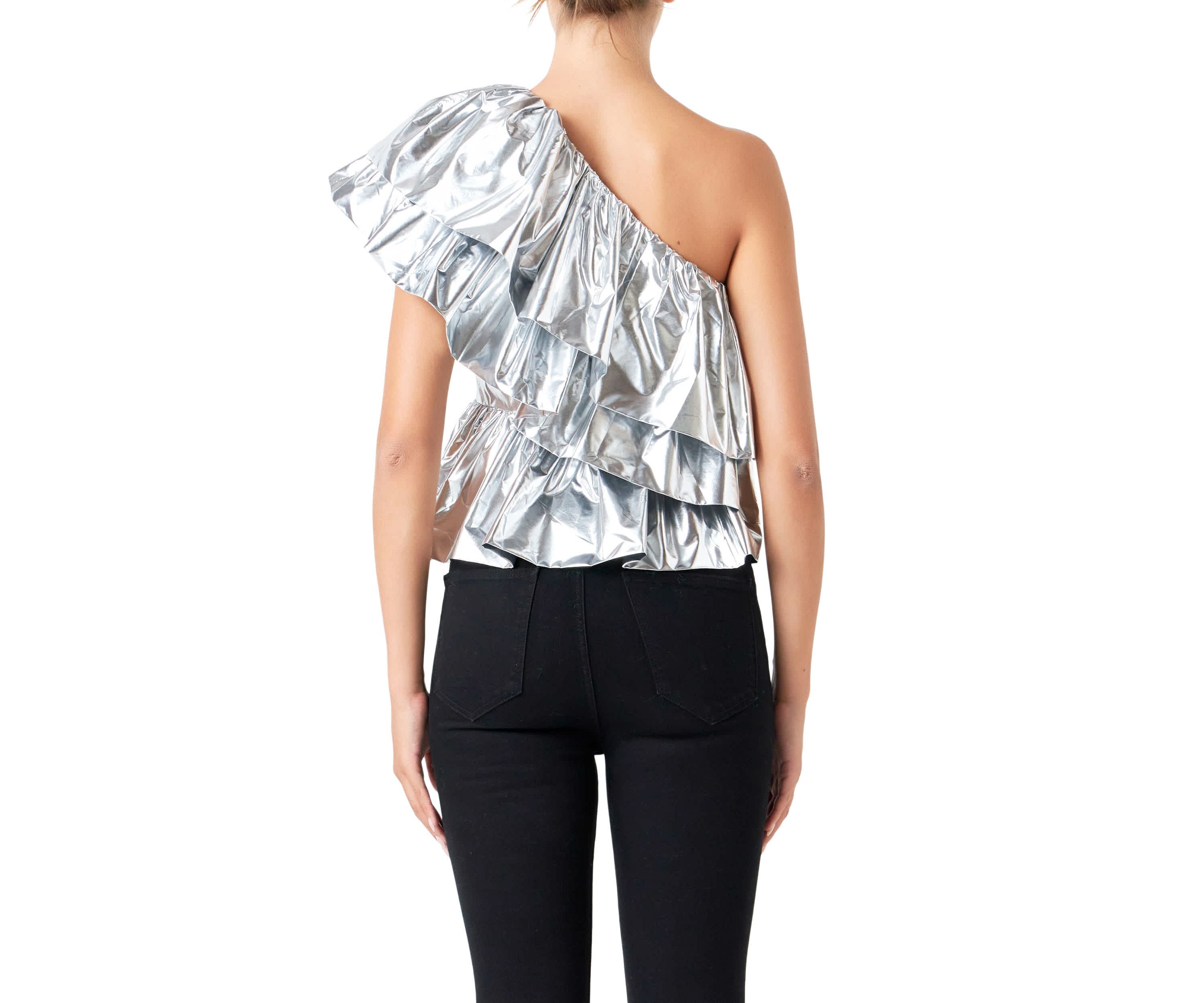Metallic Tiered Top