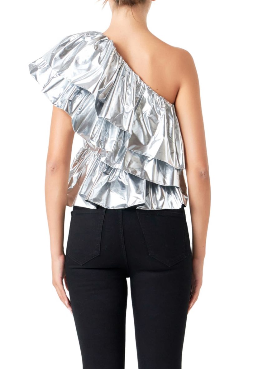Metallic Tiered Top