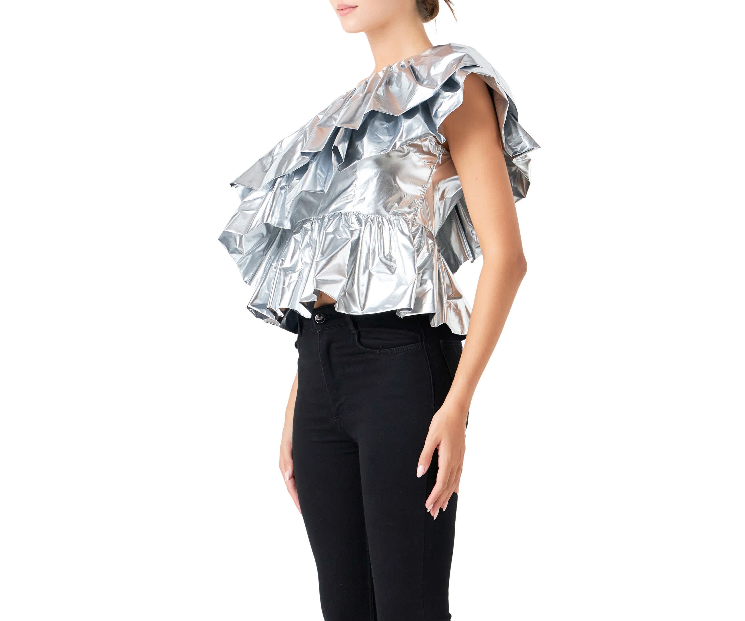Metallic Tiered Top