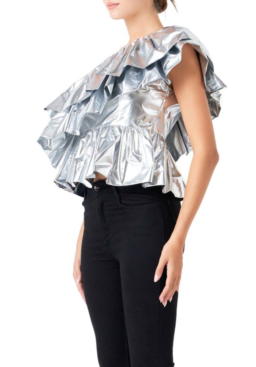 Metallic Tiered Top