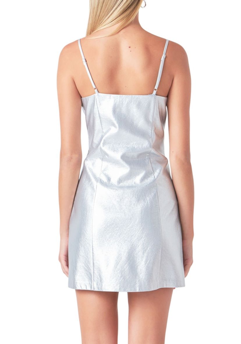 Metallic Pu Mini Dress