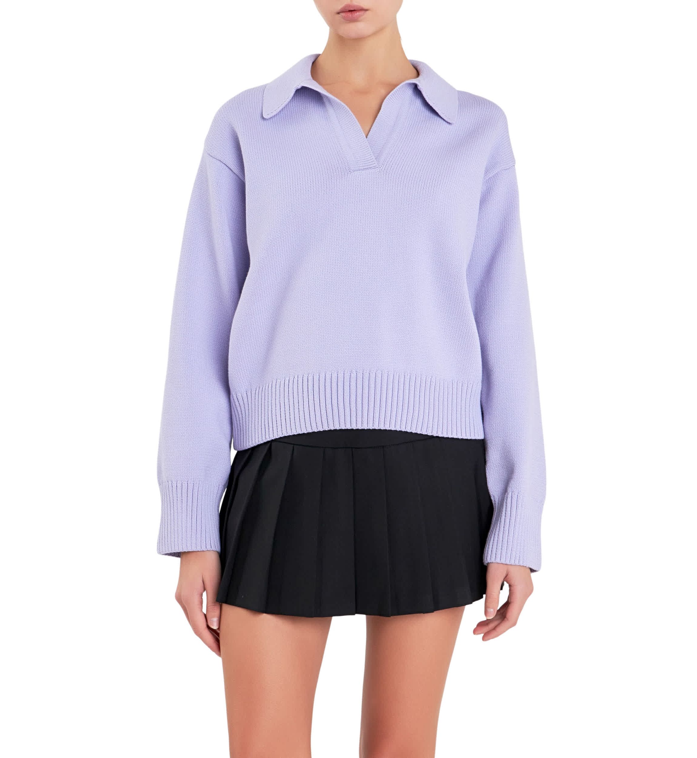 V-neckline with Collar Sweater