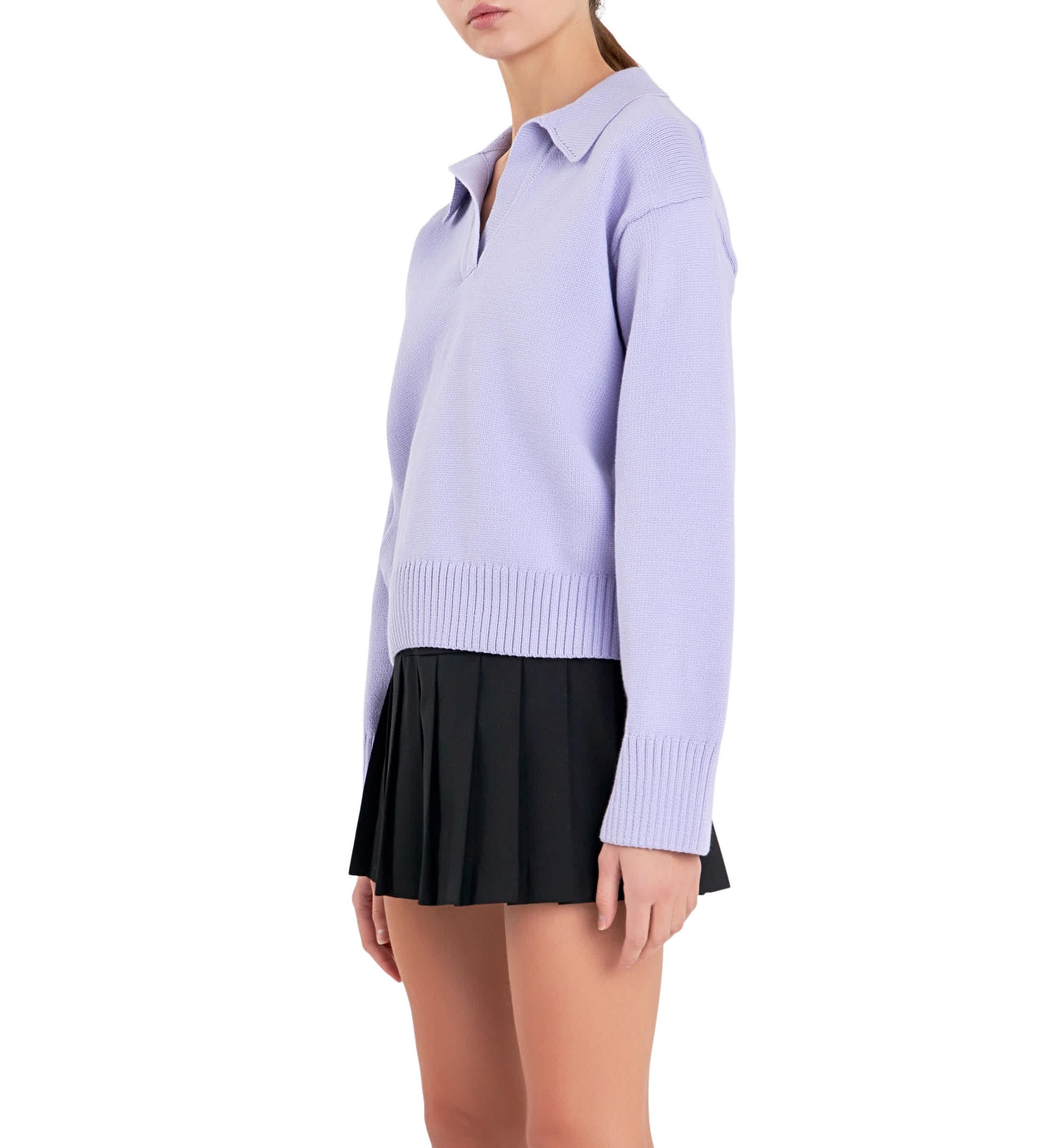 V-neckline with Collar Sweater