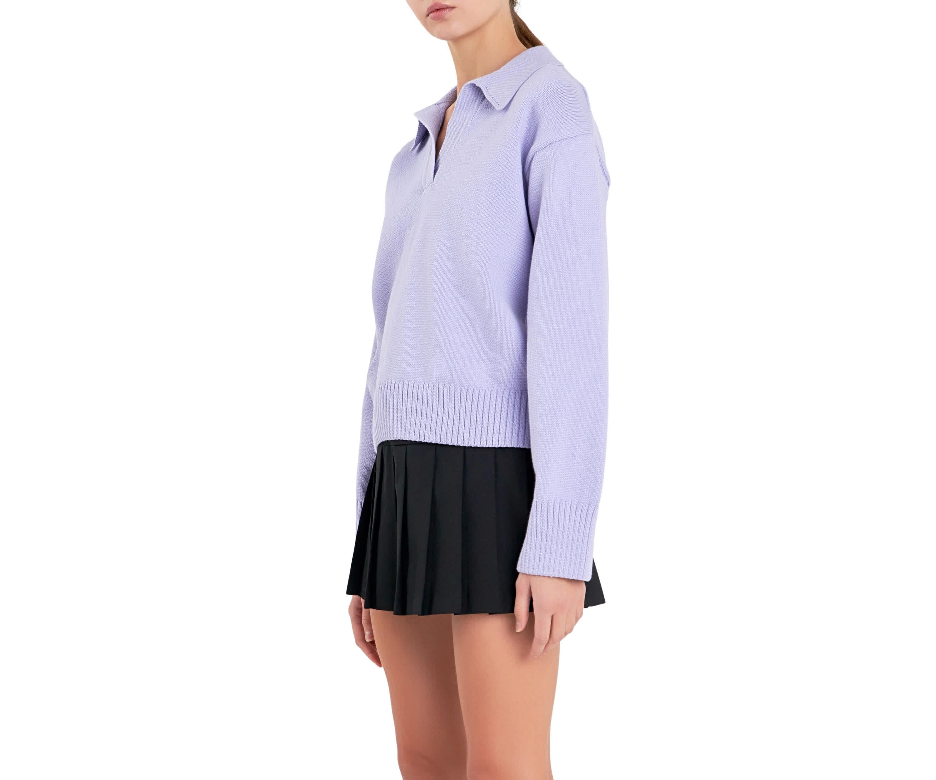V-neckline with Collar Sweater