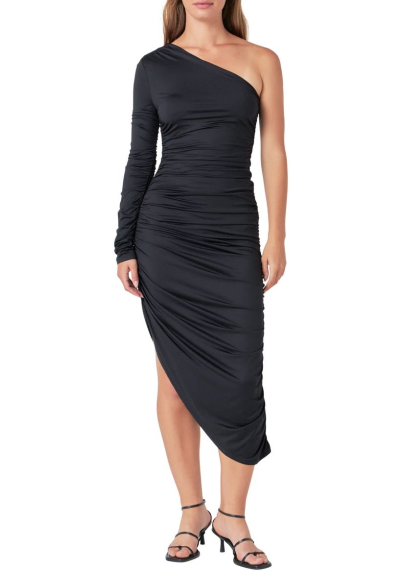Asymmetrical Knit Midi Dress