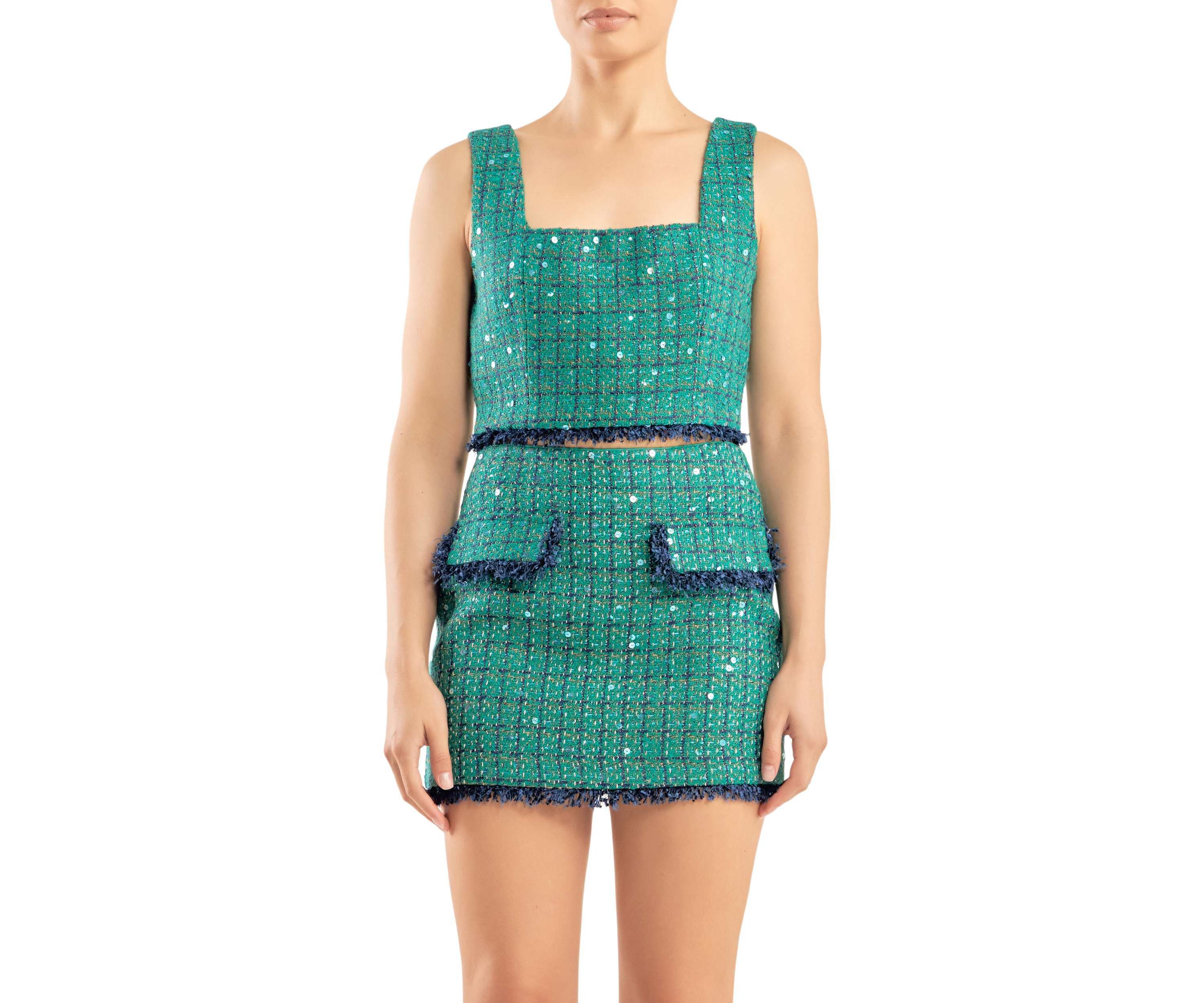 Cropped Tweed Tank Top