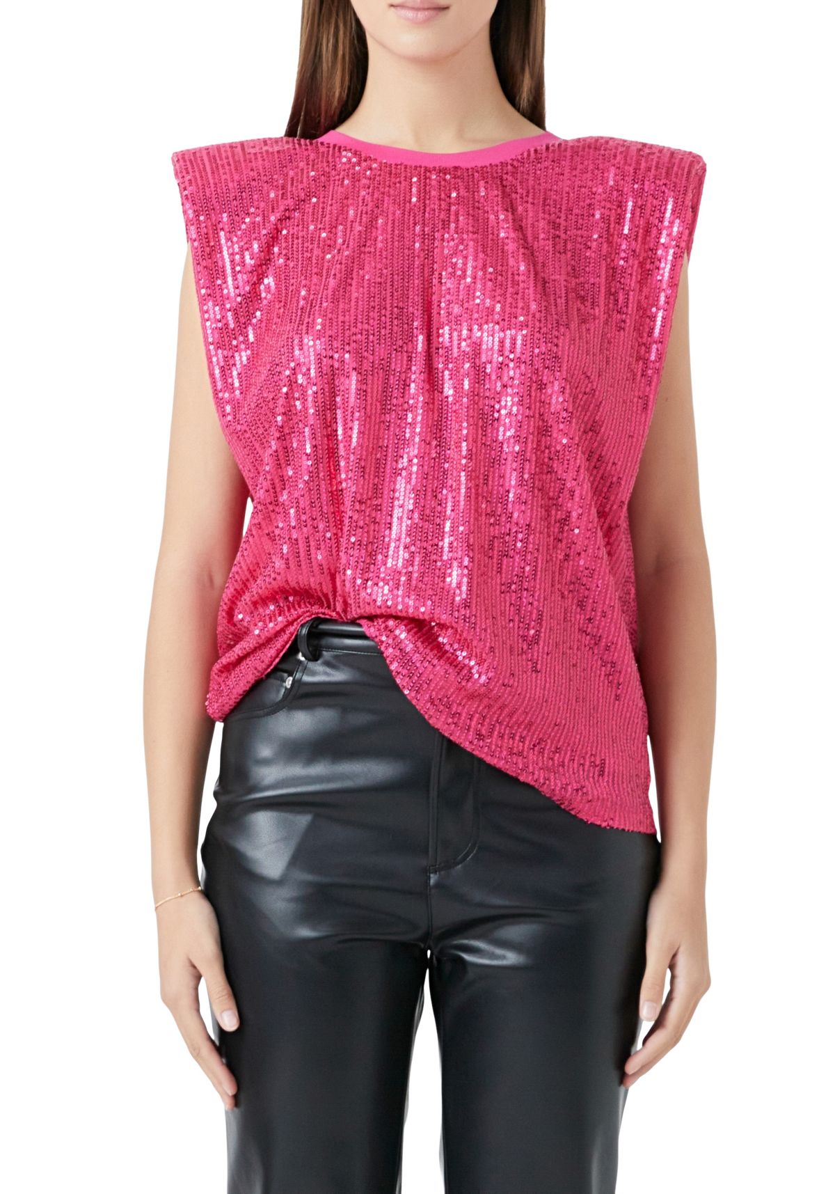 Sequin Shoulder Pad Top