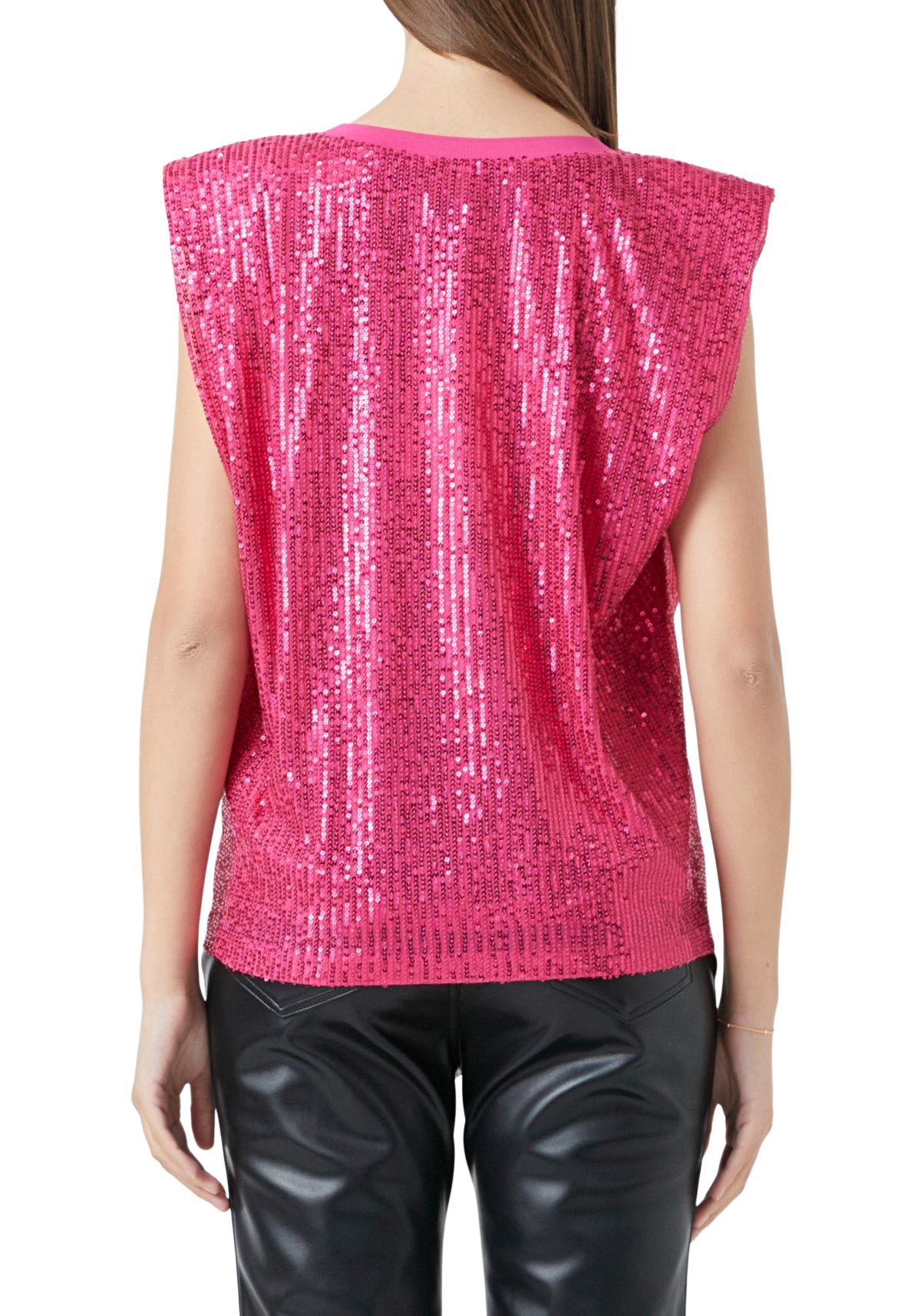 Sequin Shoulder Pad Top