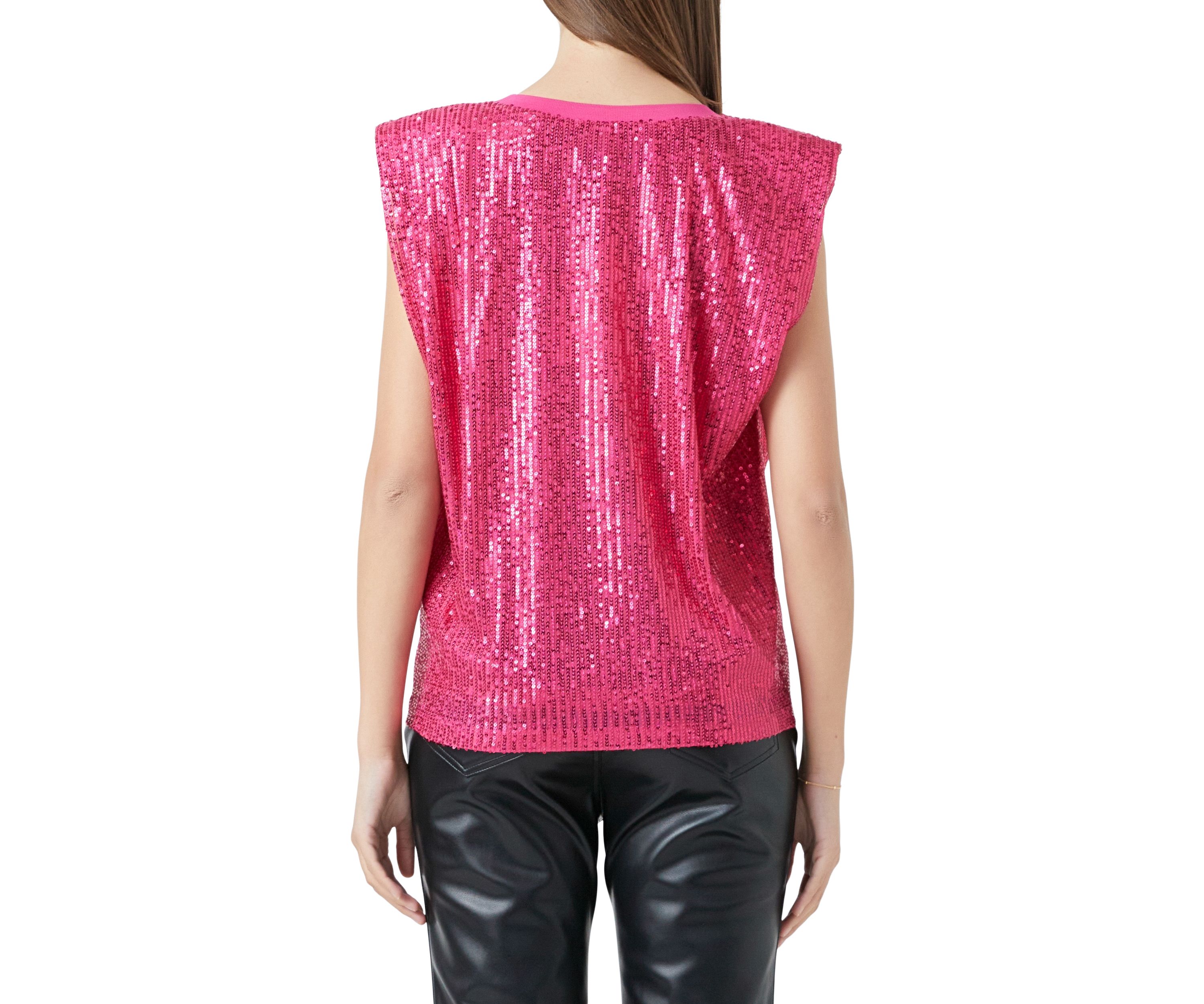 Sequin Shoulder Pad Top