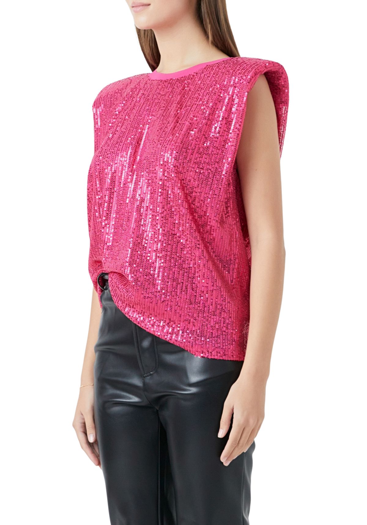 Sequin Shoulder Pad Top
