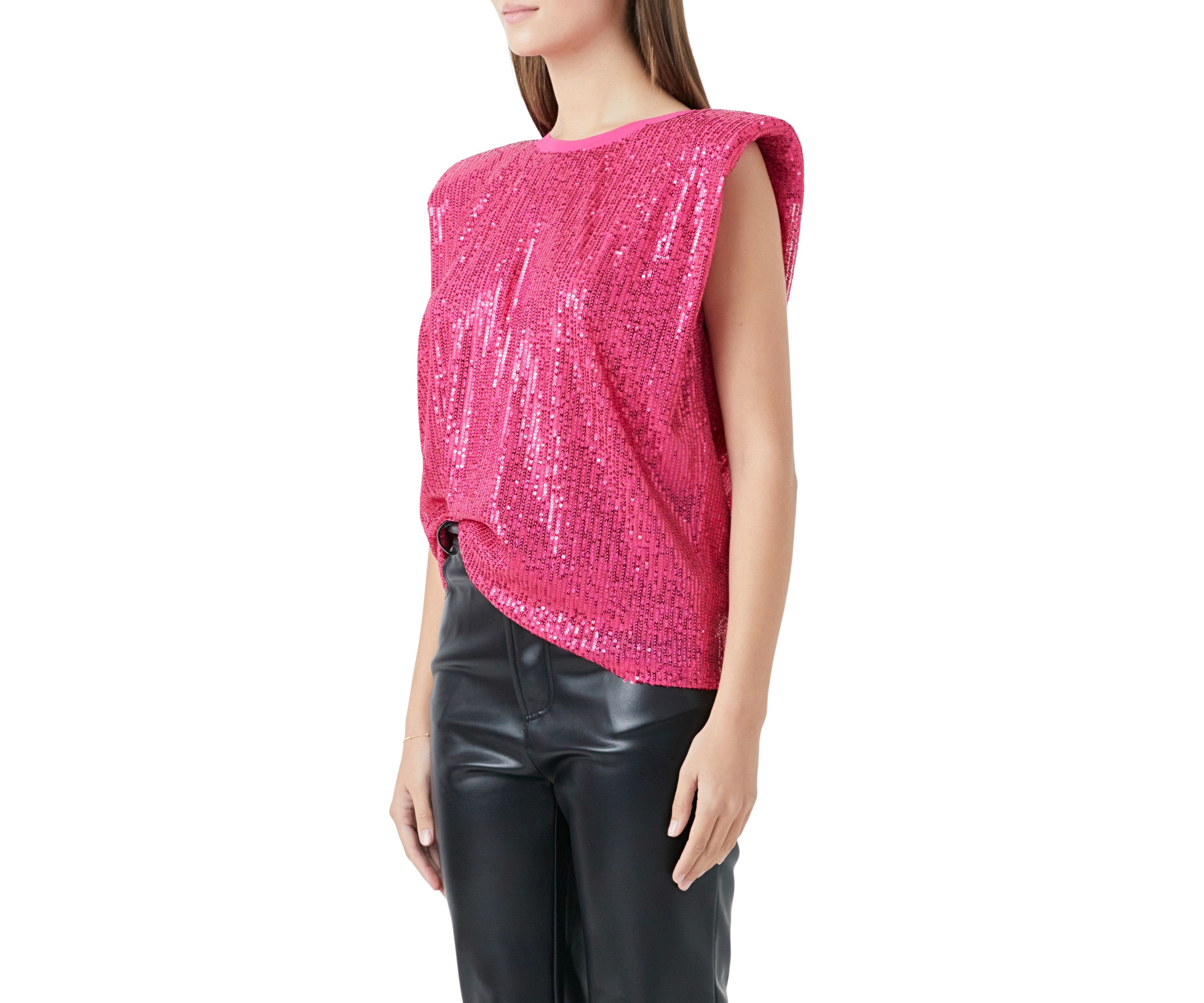 Sequin Shoulder Pad Top