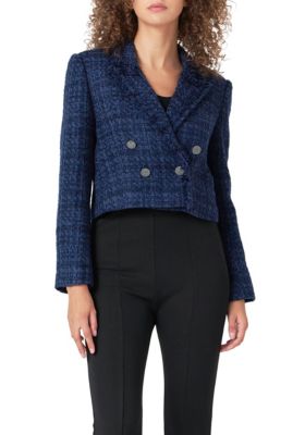 Endless Rose Women's Boucle Tweed Double Breast Jacket