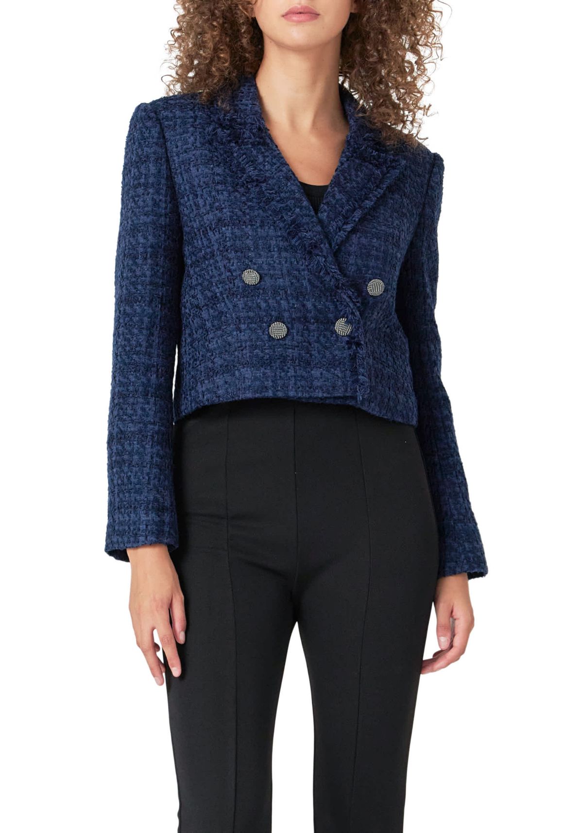 Boucle Tweed Double Breast Jacket