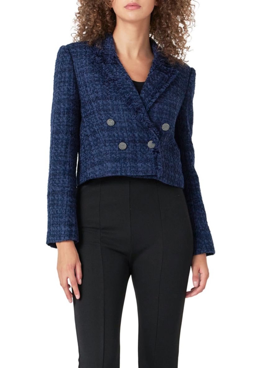 Boucle Tweed Double Breast Jacket