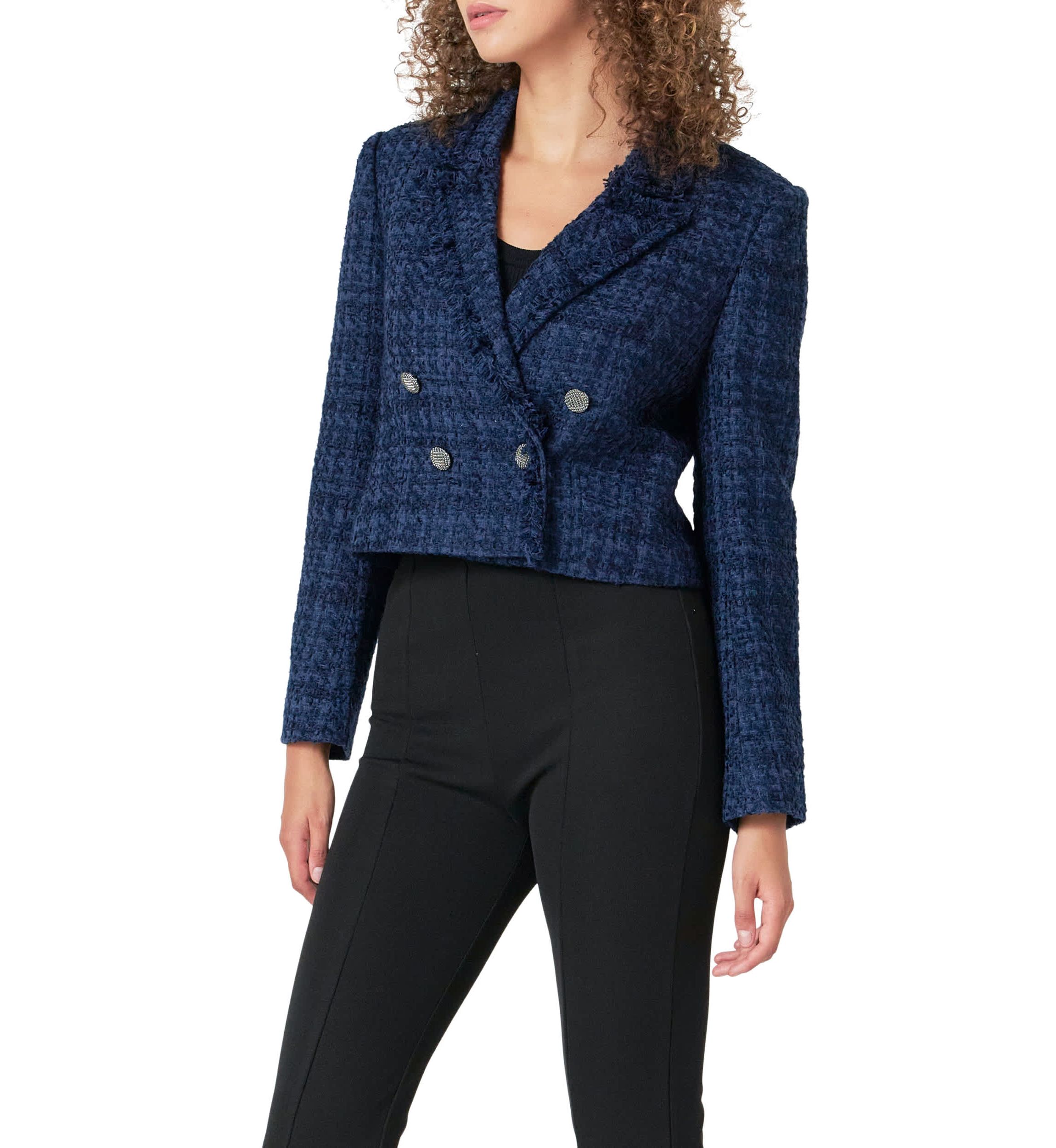 Boucle Tweed Double Breast Jacket