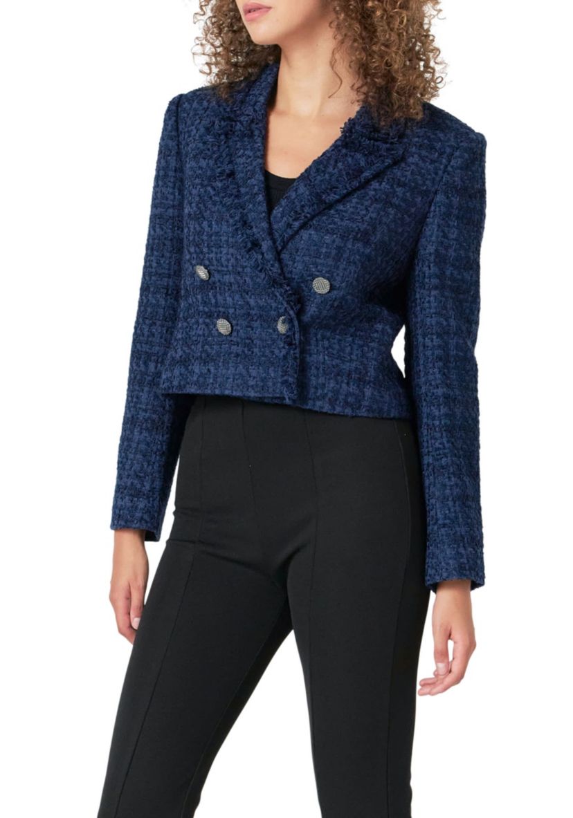 Boucle Tweed Double Breast Jacket