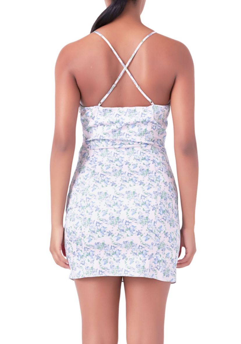 Floral Satin Mini Dress