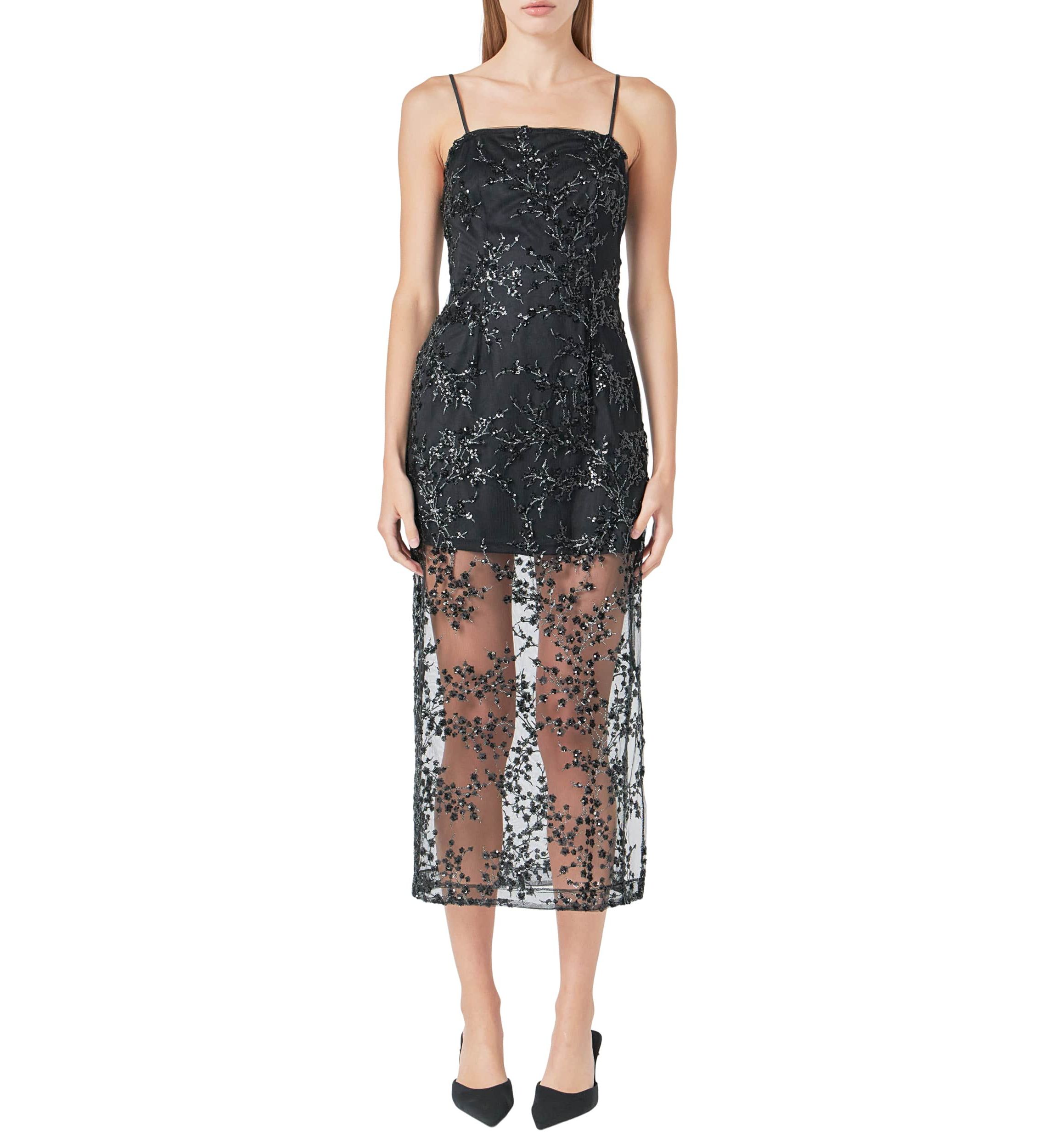 Sequins Embroidered Cocktail Dress