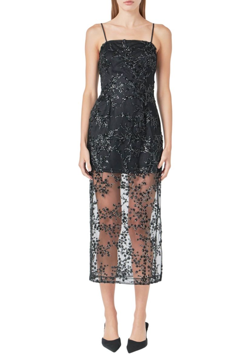 Sequins Embroidered Cocktail Dress