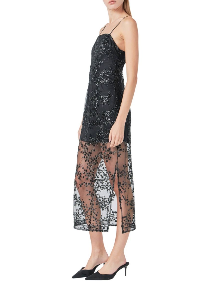 Sequins Embroidered Cocktail Dress