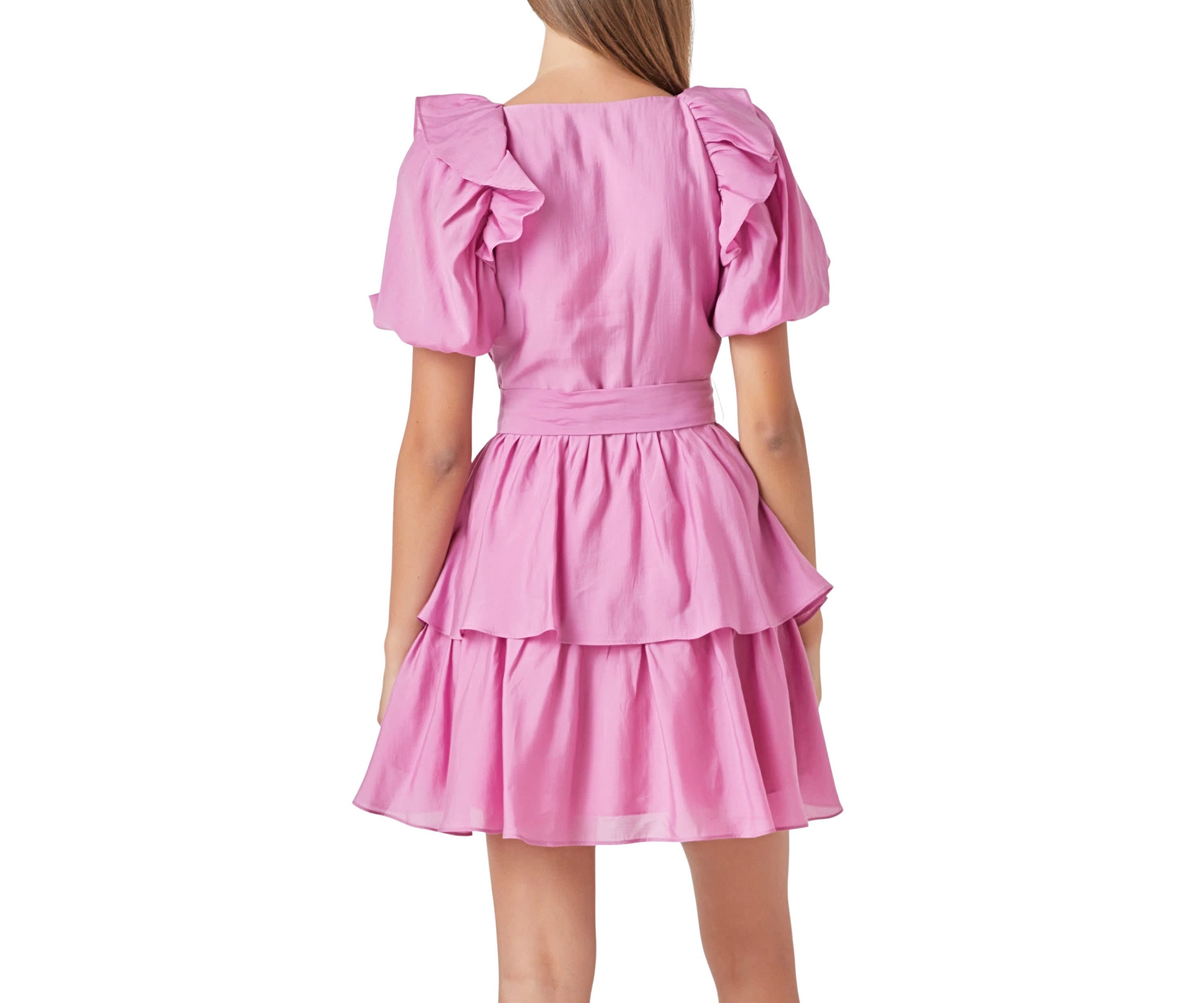 Puff Sleeve Layered Mini Dress
