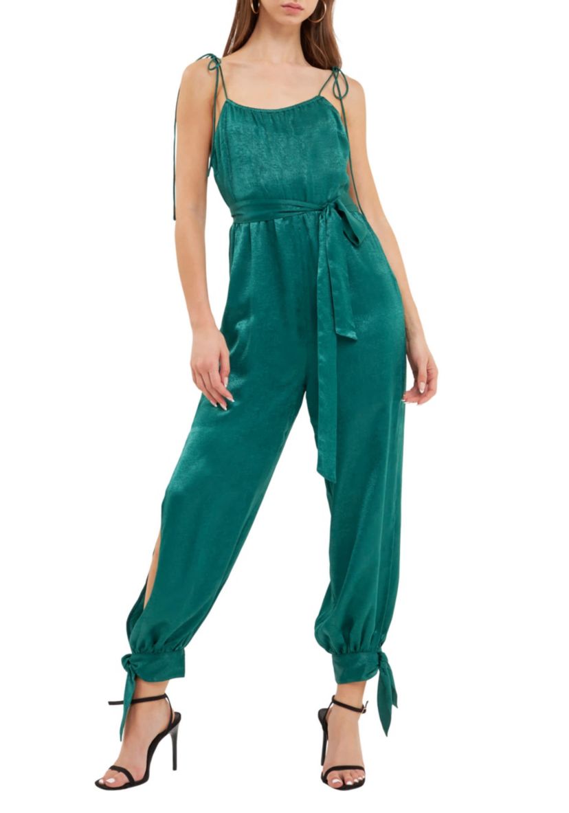 Side Bow Tie Slit Jumpsuit