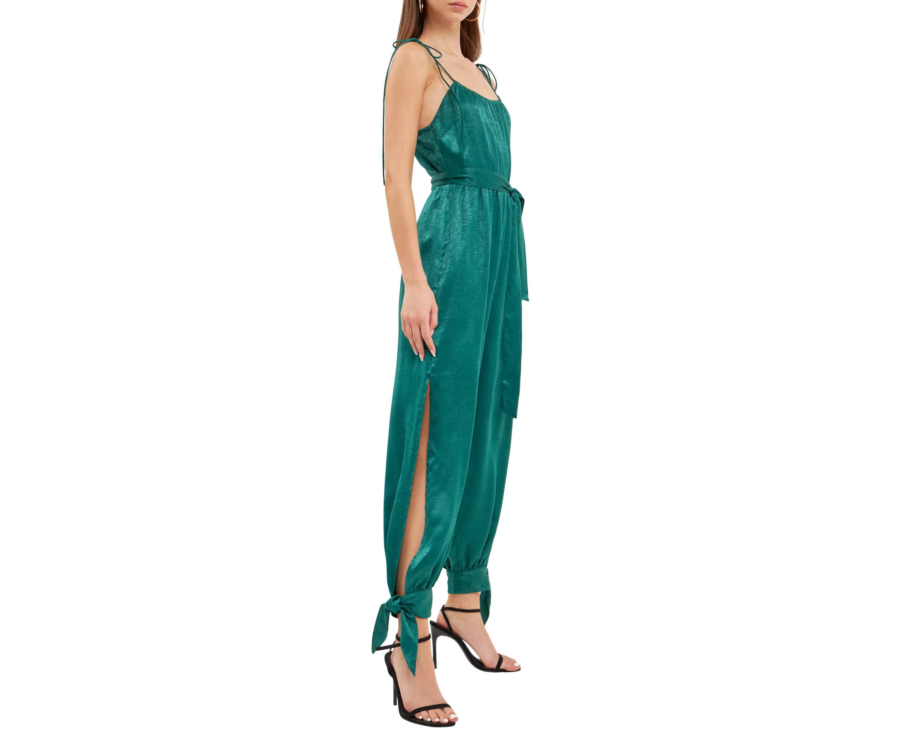 Side Bow Tie Slit Jumpsuit
