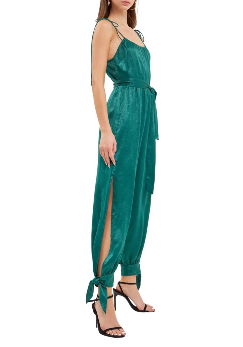 Side Bow Tie Slit Jumpsuit