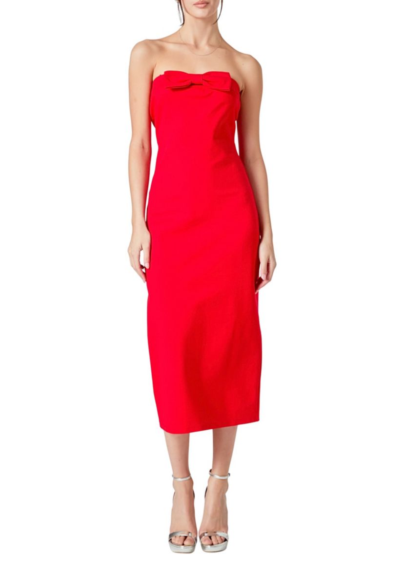 Strapless Bow Midi Dress
