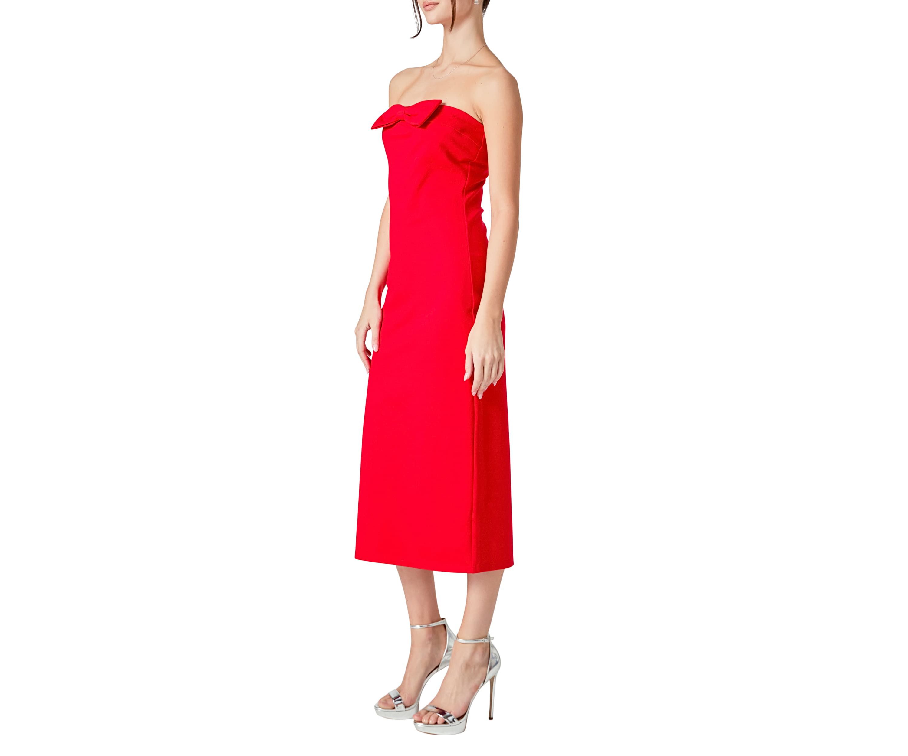 Strapless Bow Midi Dress