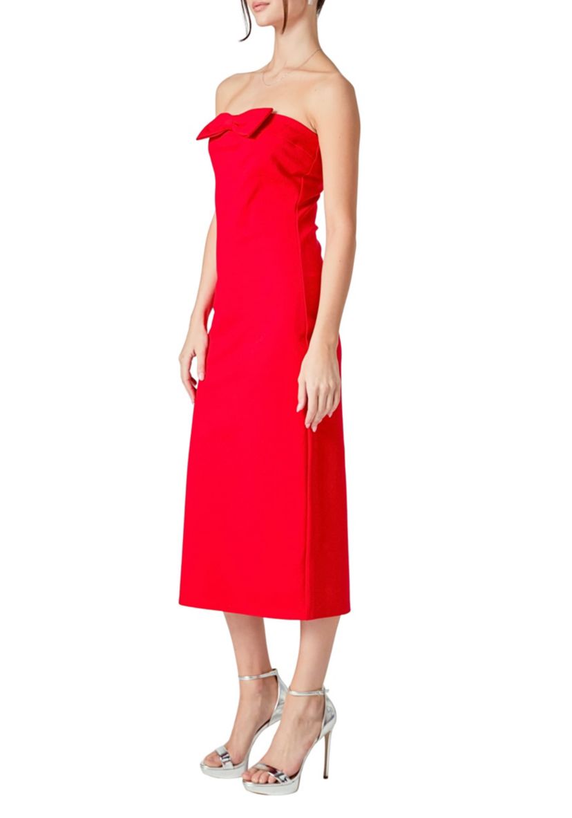 Strapless Bow Midi Dress